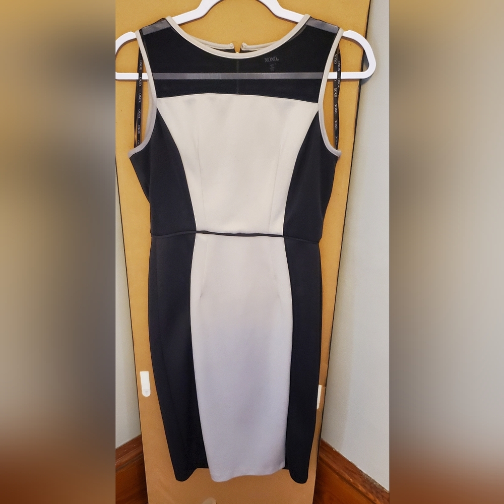 Elegant Black and Tan Sleeveless Dress